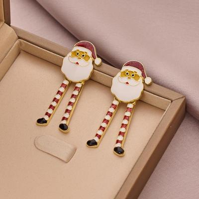 New Christmas Cartoon Rhinestone Pendant Earrings - Alloy Material