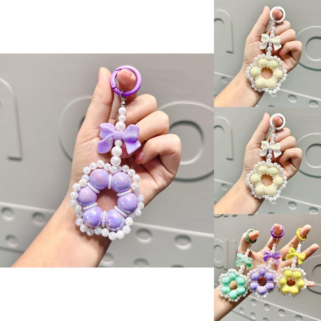 Vibrant Flower Beaded Keychain Stylish Hanging Ornament For Phones And Accessories Everywhere