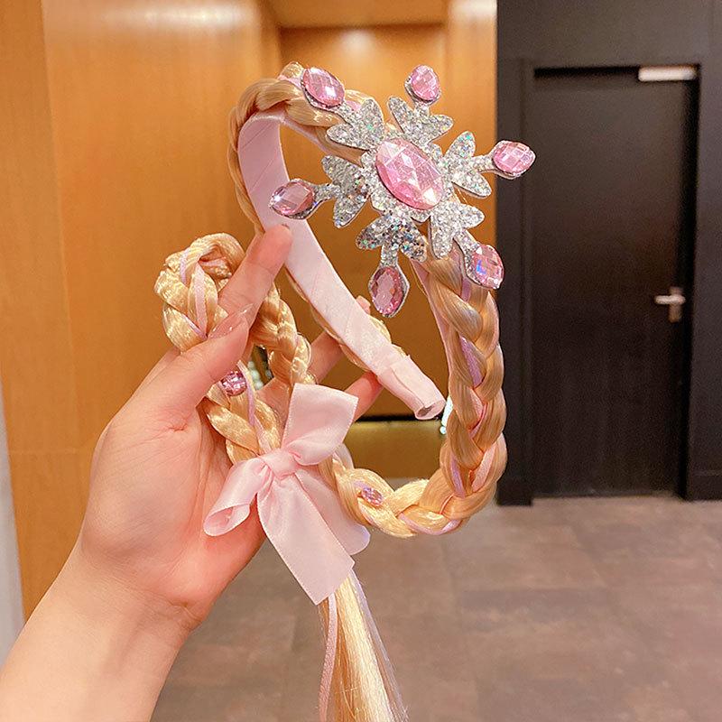 Bevroren Gevlochten Pruik & Prinsessenkroon Haaraccessoires voor Meisjes