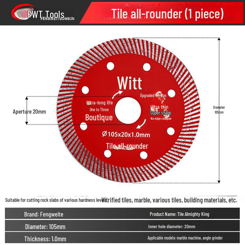 Universal Diamond Blade for Angle Grinder: Cuts Tile, Marble, Ceramic