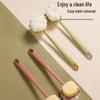 Long-Handle Soft Silicone Double-Sided Shower Brush with Back Scratcher and Mud Scraper