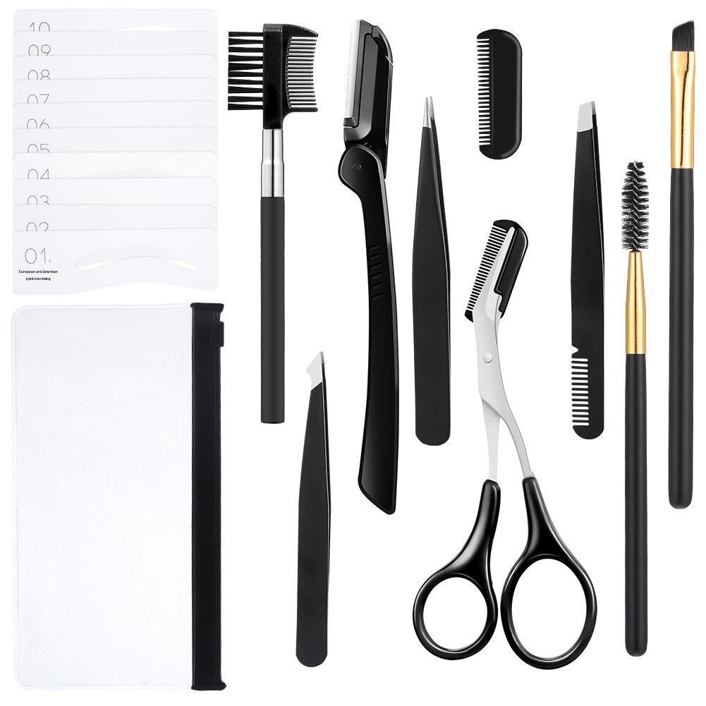 Detachable Eyebrow Razor & Scissors Beauty Set with Eyelash Brush and Comb