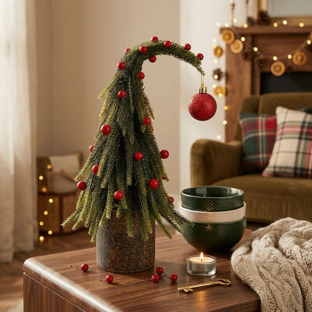 Dense Artificial Foliage Christmas Tree Bent Top Artificial Xmas Tree Christmas Party