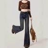 Micro Flare High-waisted Jeans Female Summer Slim Big Yards Burlap Open Fork Skinny Horseshoe Flare Pants Retro Street Style Baggy Jeans for Ladies