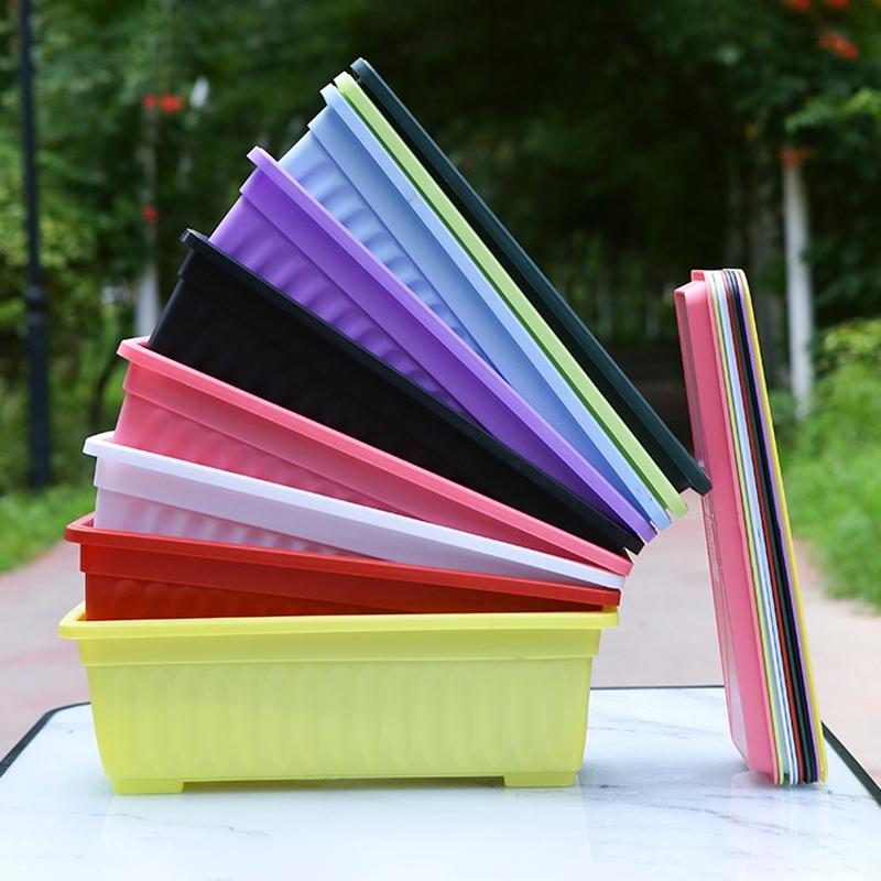 Rechteckiger langer Blumentopf aus verdicktem Kunststoff für den Innenhof, Balkon, Gemüseanbau, Gartenarbeit, Blumentopf, Großhandel
