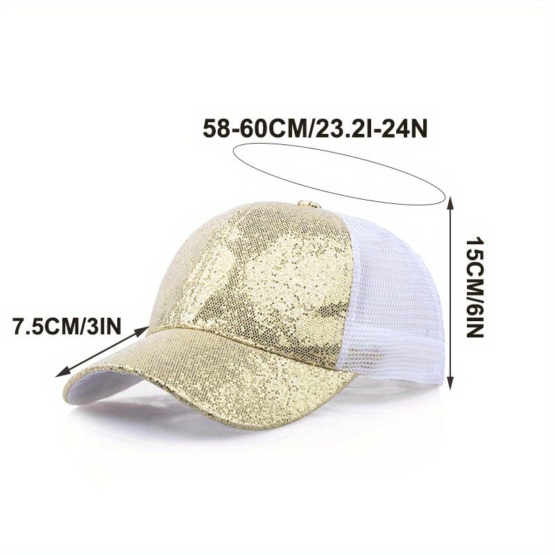 Mesh Sequin Fluorescent Baseball Cap Adjustable Size Breathable Sun Protection Snapback Cap For Women Men Summer Sport Hiking Dad Hat