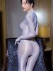 Sexy Five Finger Jumpsuit High Elastic Cortch Women'S Bodysuit Unitard Shiny Glossy Tights Transparent Night Woman Clothing
