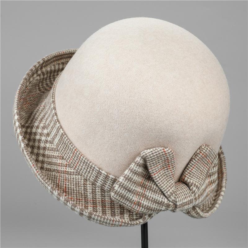 Ladies Hat Autumn and Winter Fashion Elegant Temperament Woolen Crimped Top Hat Beautiful Foldable