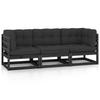 3-seater Garden Sofa with Cushions Solid Pine Wood