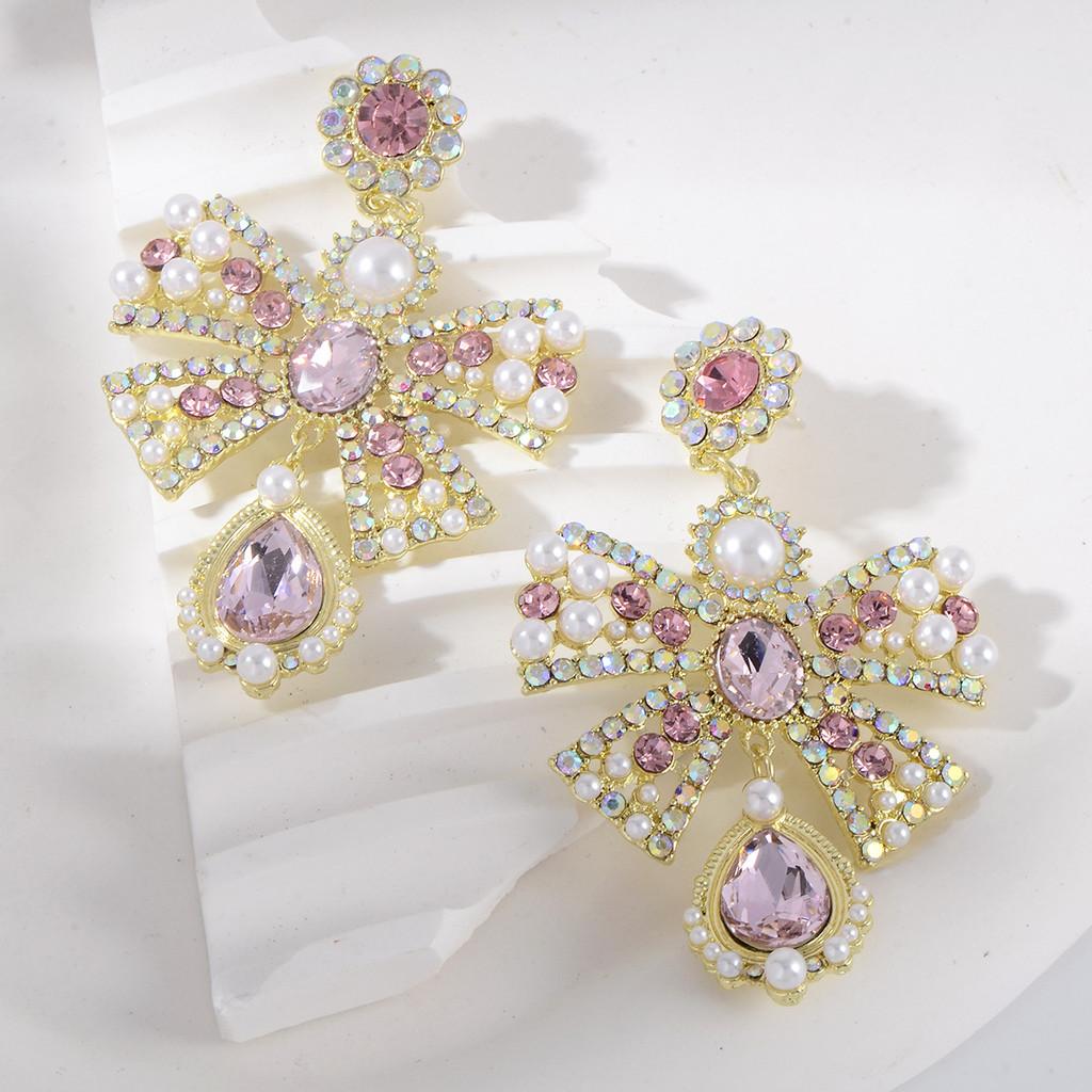 Alloy Butterfly Bow Earrings For Women With Retro Vintage Style Seasonal Accessory