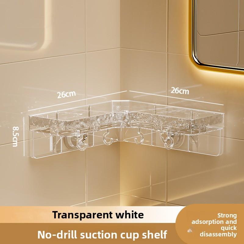 Powerful Suction Cup Wall-Mounted Bathroom Storage Rack - No Drilling Required