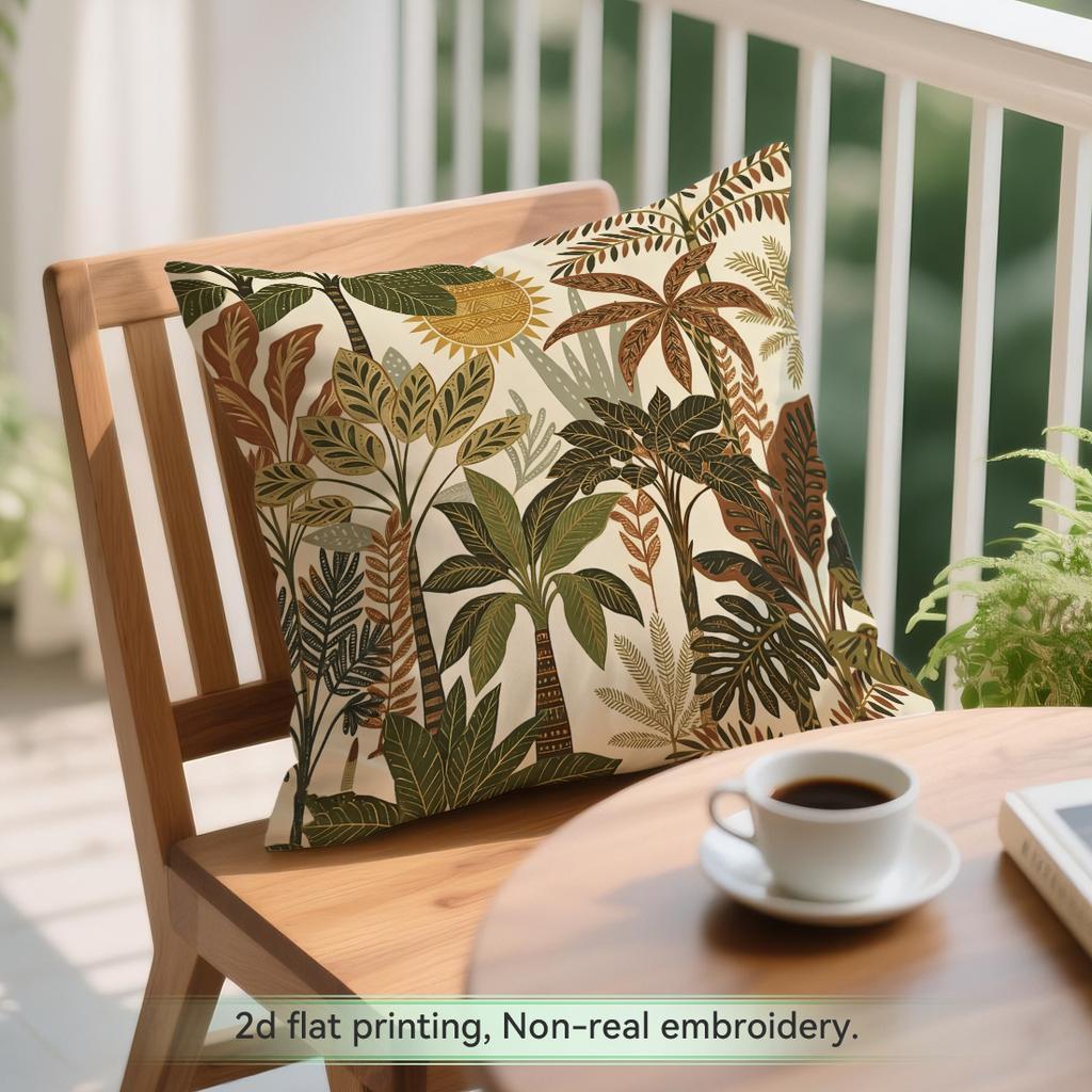 1pcs Tropical Plant Illustration Cushions Pillowcase Polyester Cushion Cover Throw Pillow Pillowcover Home Car Sofa Decor