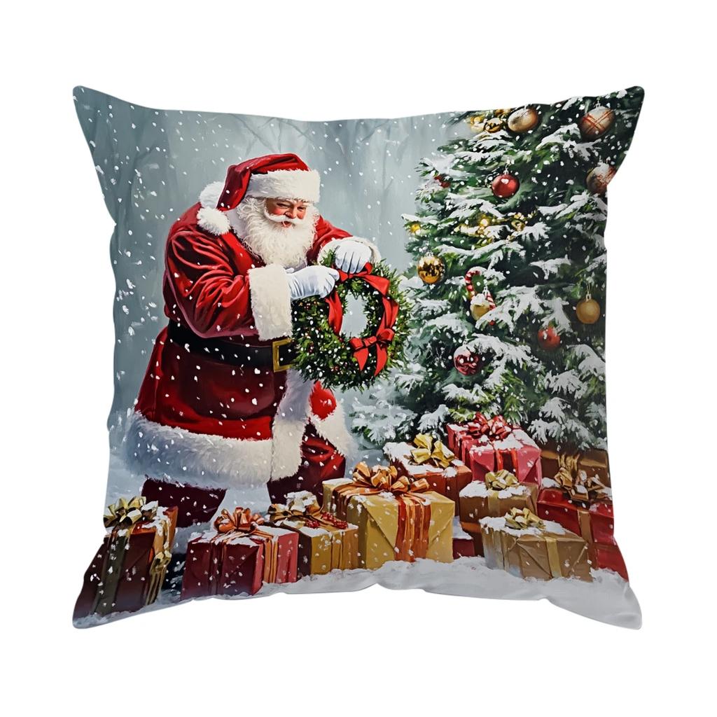 Retro Santa Claus  Gifts  Cushions Pillowcase Cushion Cover Throw Pillow Sofa Decoration Pillowcover Home Car Decor