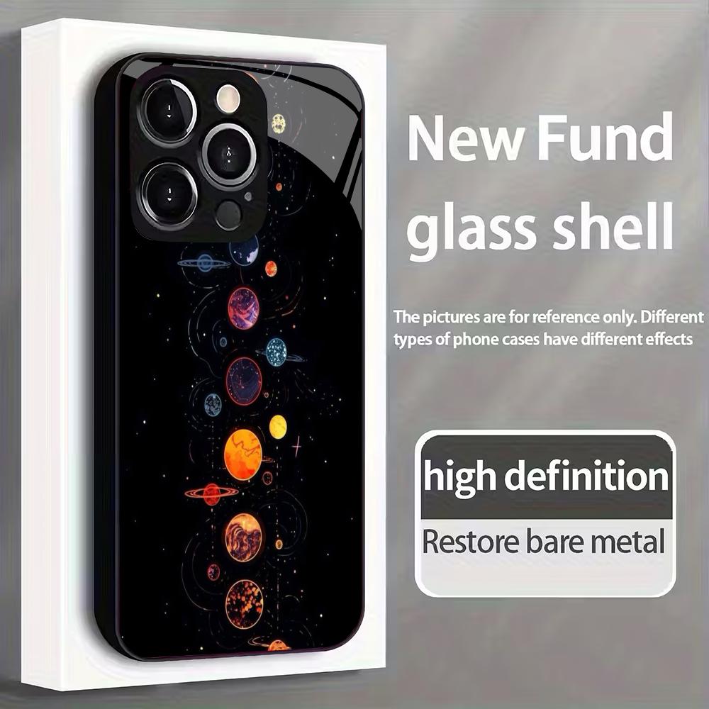 Planet Design Pattern Tempered Glass Mobile Phone Case Suitable for iPhone 17/16/15/14/13/12/11Pro Max All-inclusive Anti-fall