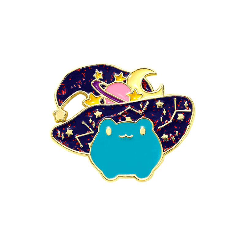 Cartoon brooch cute little frog magician astrologer style clothing accessories