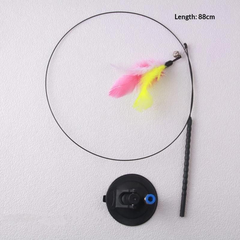 Flexible Steel Wire Cat Teaser Wand with Soft Feather Crisp Bell Interactive Play Toy for Indoor Cats Daily Play