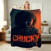Good Guys Classic Horror Doll Pattern Theme Flannel Blanket Warm Comfortable Fleece Blanket For Office Sofa Party Decor Halloween Gift