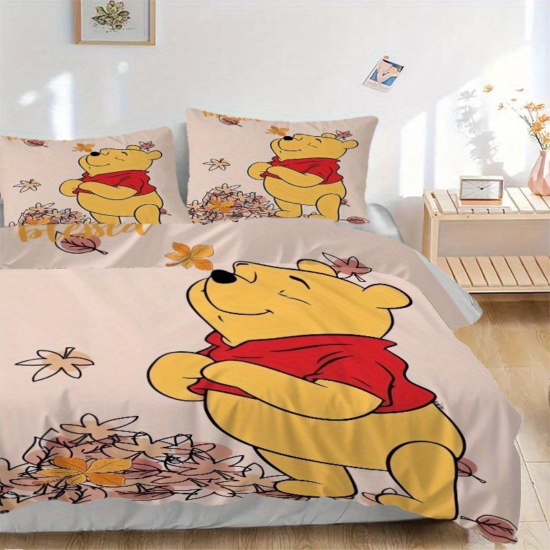 

3pcs Autumn Leaves Winnie The Pooh Print Cover Set Ultra Soft, Breathable, and Comfortable Bedding with Stylish Design for Bedroom and Guest Room 135x200cm