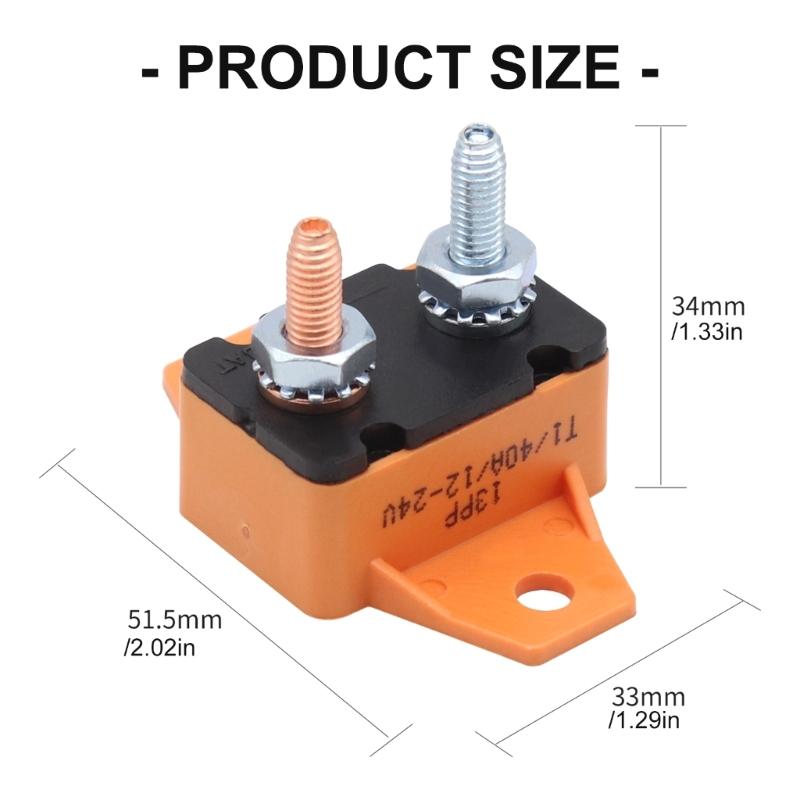 2Pieces 40A Resetable Circuit Breakers 6-28V Circuit Breaker with Cover Studs Bolt Waterproof Design