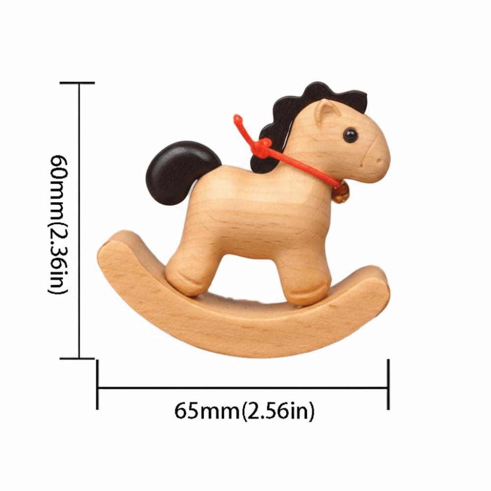 Wooden Material Wooden Rocking Horse Vintage Style Nordic Design Miniature Rocking Horse Miniature Size Carved Design