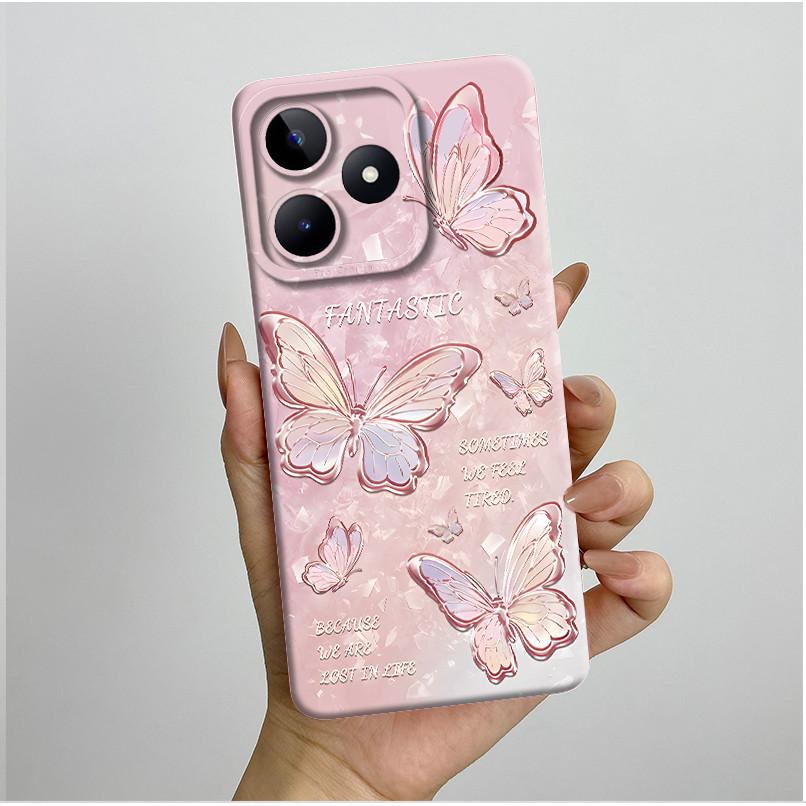 For Realme C51 C53 Case RMX3830 RMX3760 Shell Pretty Flower Full Back Cover for RealmeC51 C53 C61 C63 C 51 S Soft Silicone Funda
