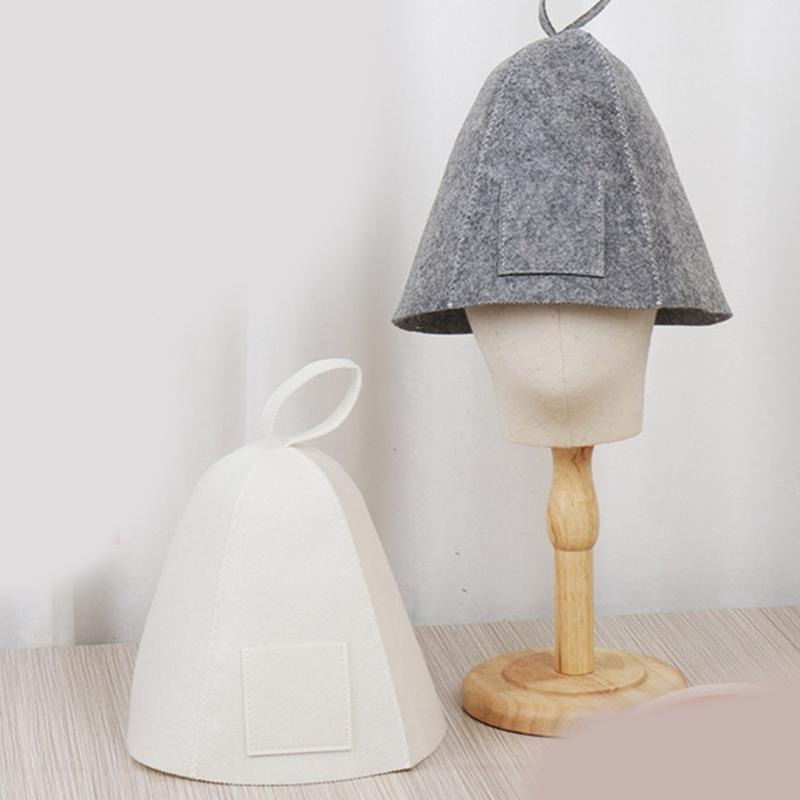 Wool Felt Sauna Set Bath Hat Shower Cap Men Women Protective Hair Cover Bathroom