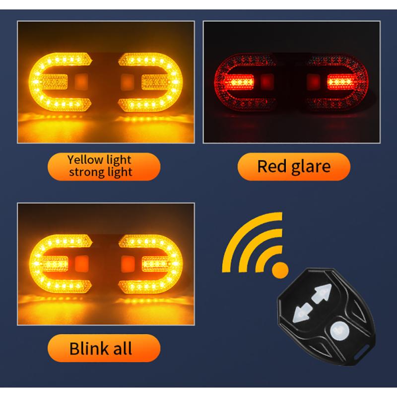 1/2PCS Bike Turn Signal Rear Light USB Rechargeable Wireless Remote Control LED Bicycle Taillight MTB Night Riding Warning Lamp