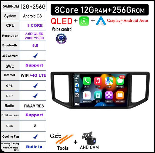 For Volkswagen VW Crafter 2017-2021 IPS/QLED DSP Android 14 Car Radio Multimedia Player Navigation GPS Carplay BT