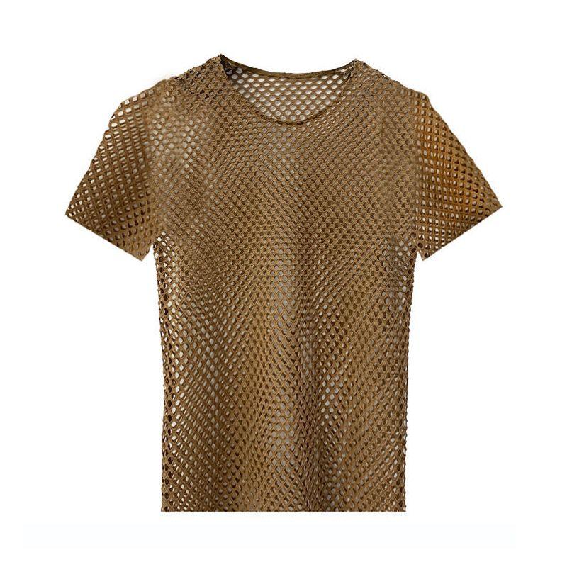 

Свободная повседневная футболка с вырезами, для отпуска, с круглым вырезом и короткими рукавами Dark Curry 7X male recommended 120.00 kg-140.00 kg