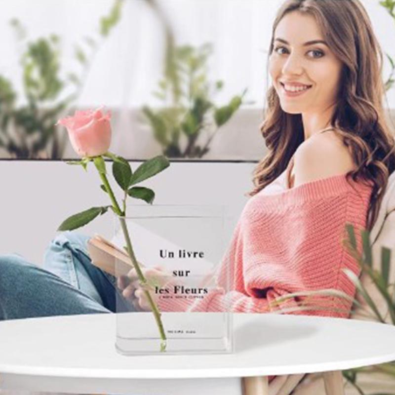 Acrylic Creatitive Nordic Home Decoration Book Flower Vase Hydroponic Desktop Ornament INS Gift