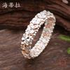 Geometrisches rundes Blume elastisches Armband, Roségold und Silber zweifarbige Spleiß Blütenblatt Legierungsarmband für Damen