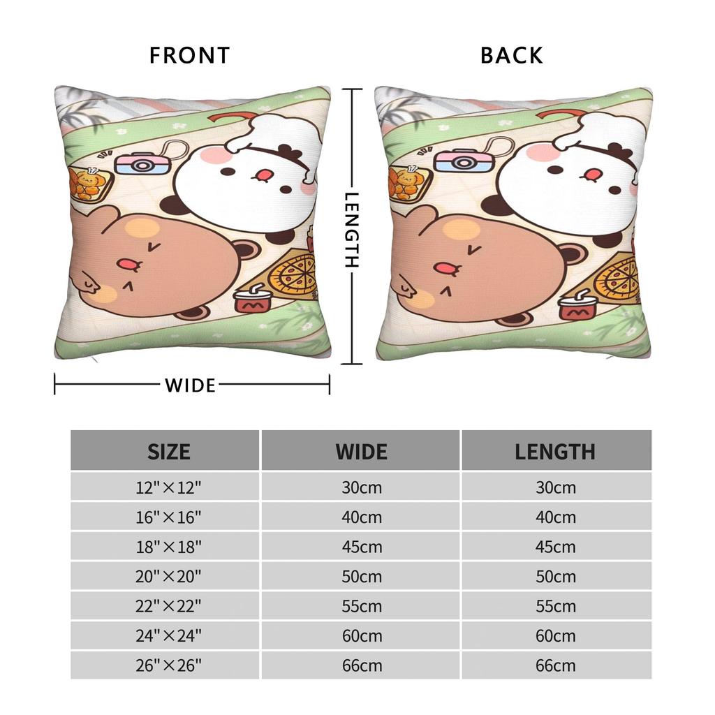 Pillow Case Bear And Panda Bubu Dudu Soft Pillow Cover Vintage Cushion Cover Graphic Pillowcases For Chair Sofa Home Decoration