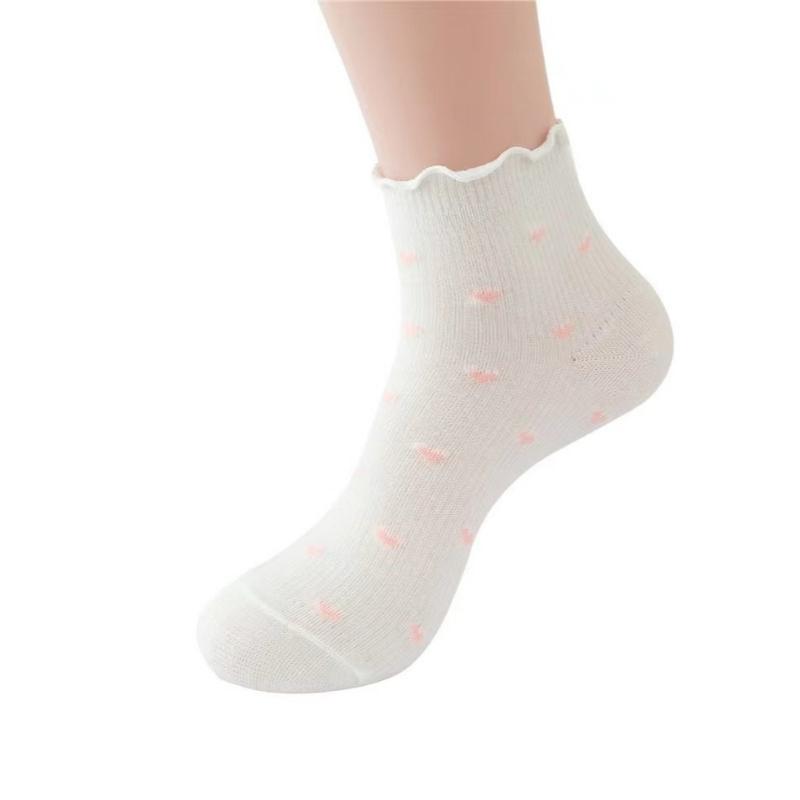 

Милые женские носки с принтом в виде сердечек, японская простота, элегантные женские короткие мягкие дышащие носки One Size белый