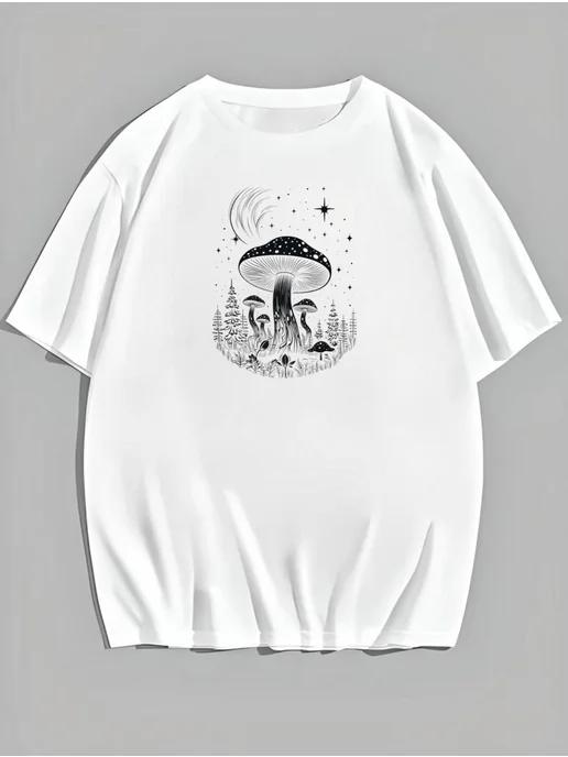Oversized T-shirt with mushroom print 3XL