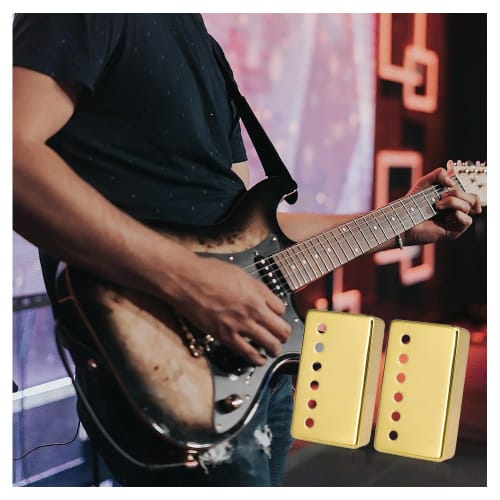 Two Finely Finished Brass Guitar Pickup Covers, Easy Installation, for Electric Guitar Humbuckers, LP, Small, 6-Hole, 50mm (2 Pieces)