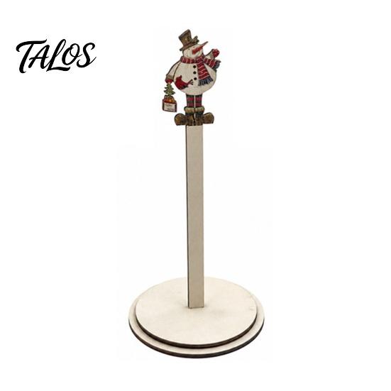 Holiday Kitchen Decor Christmas Wooden Paper Towel Holder, 2D Roll Dispenser with Snowman Countertop Organizer Santa Patterns, Decorative Tissue Stand