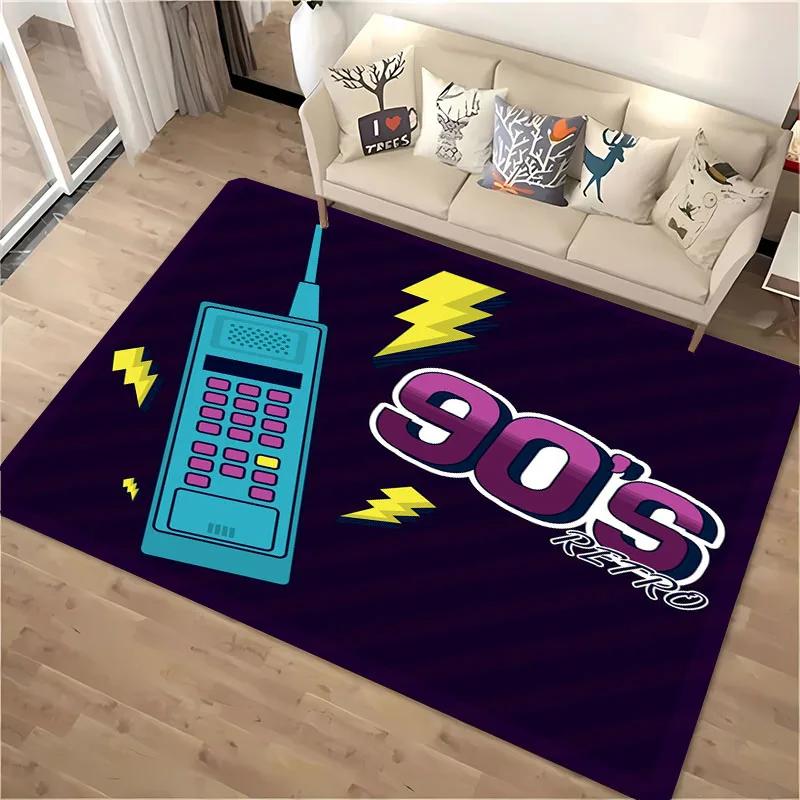 3D HD Printing Retro Phone Carpet for Living Room Cartoon Children's Bedroom Sofa Doormat Floor Tapete Anti-slip Mat Decor Rugs