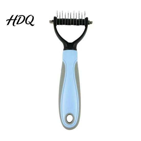 Ergonomic Pet Brush Grooming Rake Dual-Sided Stainless Steel Blades Deshedding And Lightweight Dog Dematting Brush Undercoat Rake for Dogs