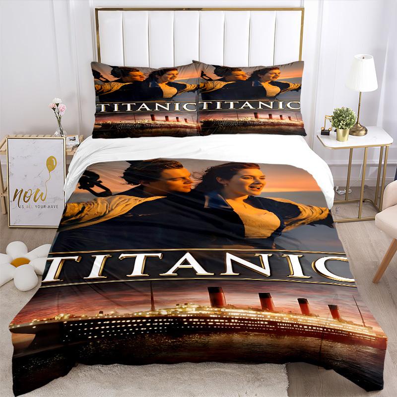 3pcs Titanic poster Duvet Cover Set, 1 Duvet Cover + 2 Pillowcases (No Insert), High-Definition Print, Home & Dorm Set yy251208039
