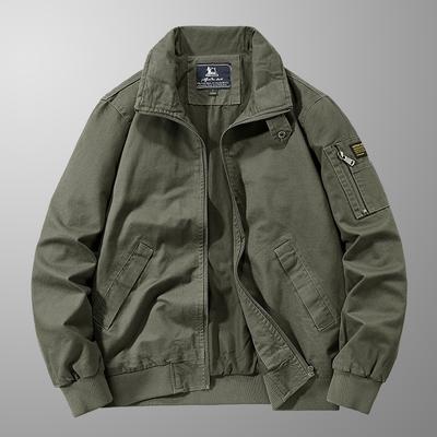 Herren Fliegerjacke Frühling und Herbst Locker Übergröße Workwear Reine Baumwolle Dünn Lässig Outdoor Jugendjacke