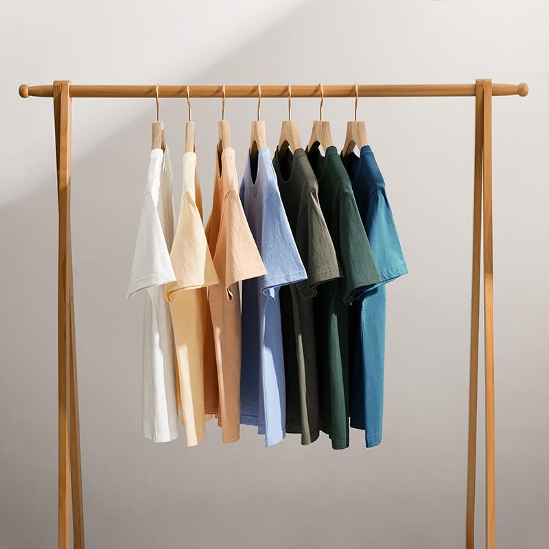 Sommer Einfarbig 230G Schwergewicht Baumwolle Basis T-Shirt Weiß für Herren Lässig All-Match Rundhals Mikro überschnittene Schultern Kurzarm T-Shirt für Damen