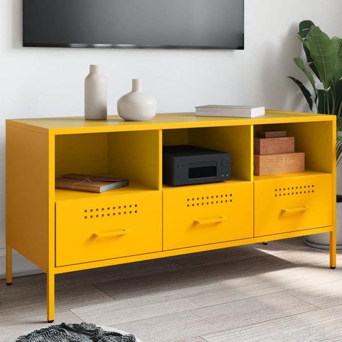 VidaXL TV Stand, Television Cabinet with Legs, TV Stand with Storage Living Room, Mustard Yellow 843039
