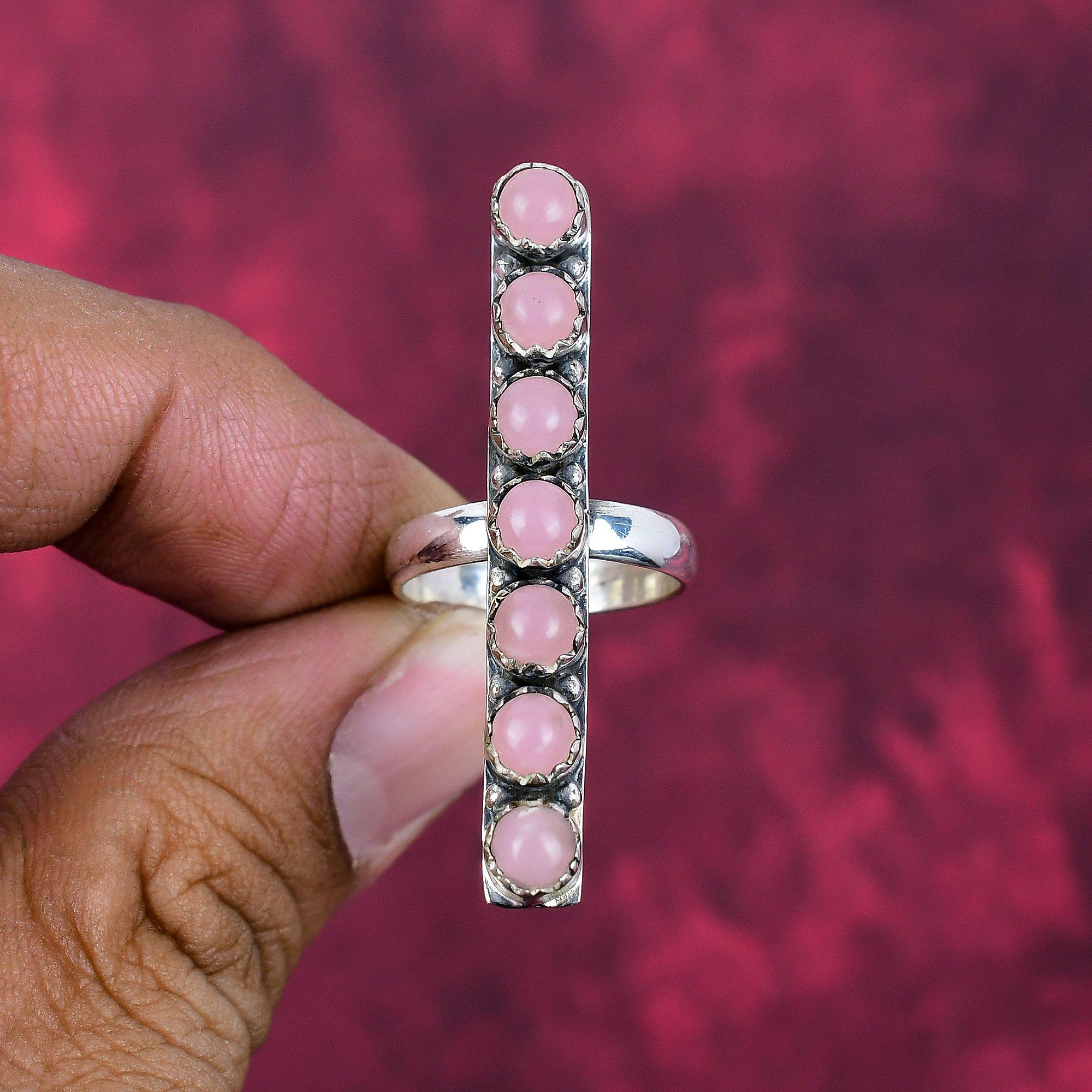 

Rose Quartz Jewelry, 925 Solid Sterling Silver Ring Handmade Gemstone Jewelry, Gifts For Wife Brand New Ring 12