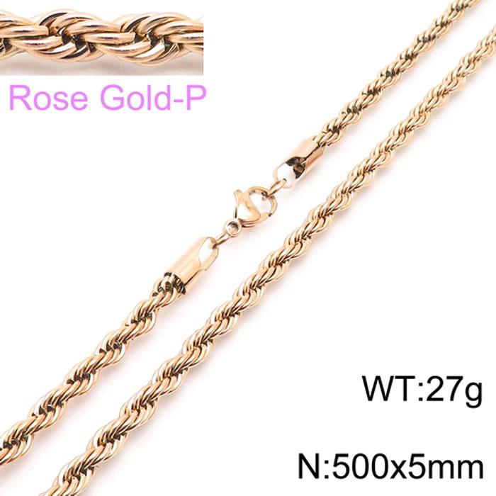 Spot Multi-Size Stainless Steel Twisted Rope Chain Necklace for Couples - Unisex Titanium Steel Design
