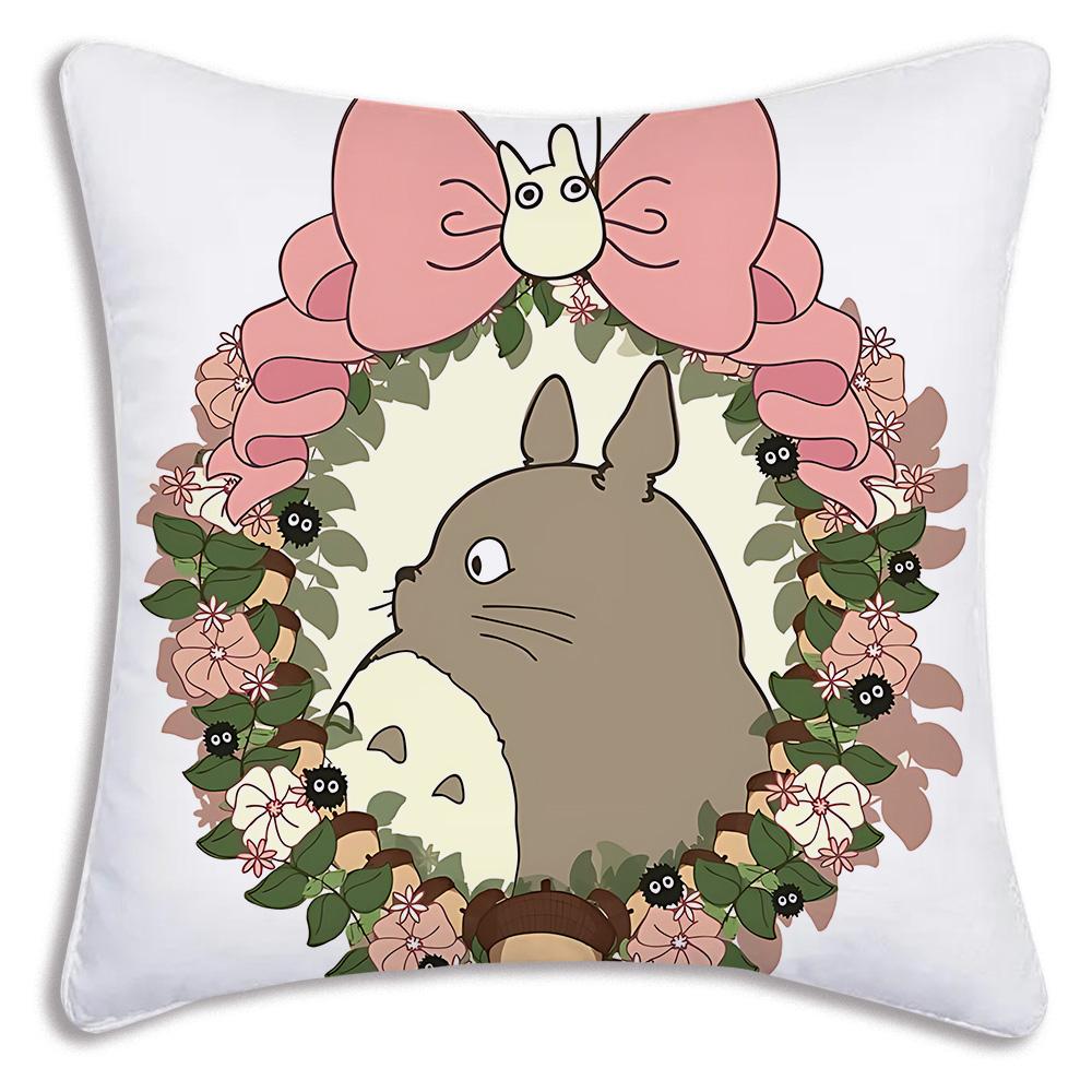 Hot Cartoon Cute Pillow Covers Cartoon Sofa Decorative Home Double-Sided Printing Short-T-Totoros Plush Cute Cushion Cover