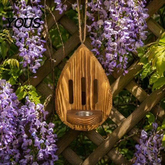 Moth Feeder Wooden Butterfly House for Outside, Teardrop-Shaped Garden Habitat and with Hanging Rope, Natural Insect Hotel Butterflies, Moths,