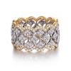 Hot Trend Women Rings with Sparkling Cubic Zirconia Hollow Leaf Design Two Tone Hip Hop Rock Rings Party Girls Jewelry