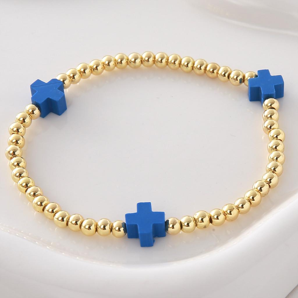 Kreuz Anhänger Kupferperlen Armband Mit Bunter Weichmasse Für Unisex Modeaccessoire