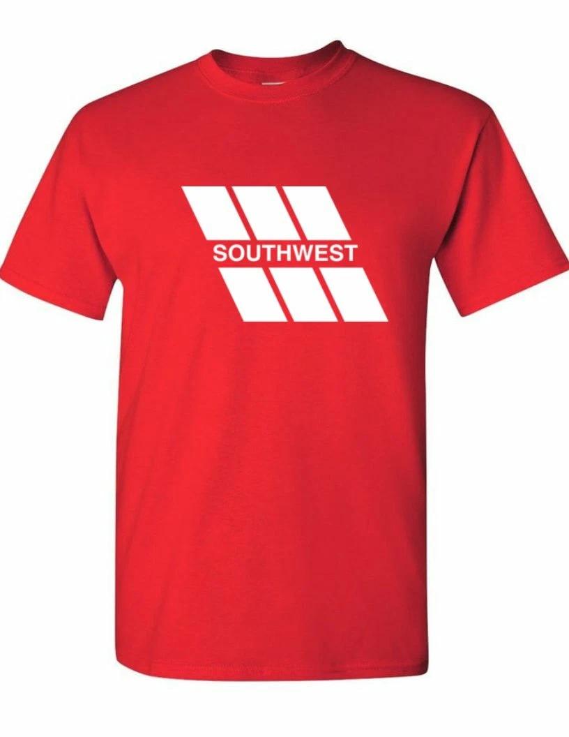 SOUTHWEST Airlines Retro Logo Tee Shirt Fly Air Travel White Red Cotton T-Shirt 3XL