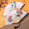 Silk Cloth Dance Hand Fan Bamboo Handle Props Fan Chinese Style Folding Fan  Home Decoration